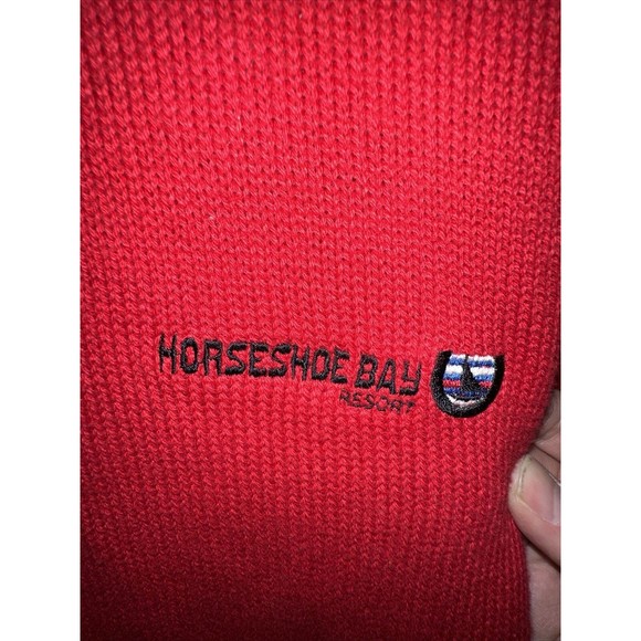 Vintage Horseshoe Bay Resort Large L Red Sweater WAFFLE WEAVE Texas Golf - Picture 3 of 6